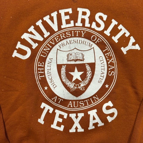 NCAA Texas Longhorns 90s Russell Made in USA Orange Crewneck - Picture 4 of 6